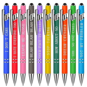 Inspirational Slogan Ballpoint Pen (10pcs/set), Push Ballpoint Art Pen Set for Home School Students Office, Screen Touch Pen, Smooth Writing Pen, Office Stationery & Supplies, Personalized Pen, Colorful Precision Pens, Specialty Pen, Office Accessories