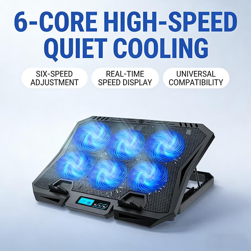 Laptop Cooler with 7-Level Adjustable Fan Stand and Display Screen Base