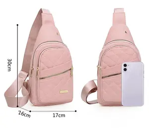 small sling for women man chest crass bag Emma Chevron Quilted Triple Compartment Crossbody Sling Bag