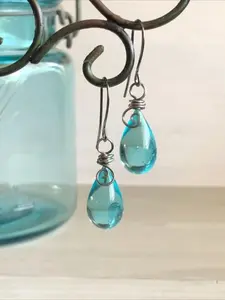 Teardrop Mason Jar Earrings for Women, Retro Waterdrop Design with Copper Posts, Boho Vintage Style Dainty Jewelry, Perfect for Daily Wear, Weddings, Vacations, Music Festivals & Parties, Ideal Chic Trendy Gift for Her