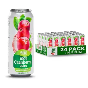 Vinut 100% Cranberry Juice No Added Sugar Not From Concentrate 16.9 fl oz Can 6/12/24 Pack Tart Fruit Drink Non-GMO Vegan Gluten-Free Premium Quality Clean Ingredients