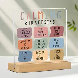 Calm Corner Desk Decoration for Therapist Offices, Positive Affirmation Acrylic Sign with Stand, Healing Therapy Room Decor for Home & Bedroom, Acrylic Desktop Decoration