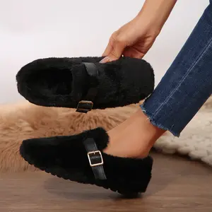 Women's Loafers Soft Fleece Lined Sole Anti Slip Slip On Slippers Indoor Outdoor Winter House Shoes Warm Mini Snow Boots