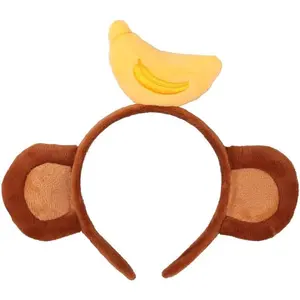 Unisex Monkey Ears Headband with Crown on The Top Monkey Headband Animals Costume Accessories for Women