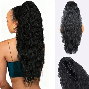 30 InchPonytail Extension Claw Tia Long Multi Layered Hair FluffyThick Wavy Curly Clip in Hair Extensions Ponytail Natural Soft Synthetic Hairpiece resistant wavy claw clip Hair piece for Women