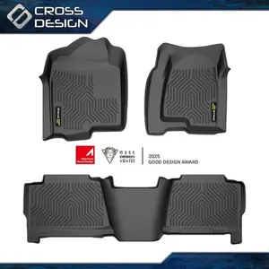 CROSSDESIGN Floor Mats Front & 2nd Row TPE Fits 99-06 Chevy/GMC Silverado Sierra 1500 29913  Upgraded Version