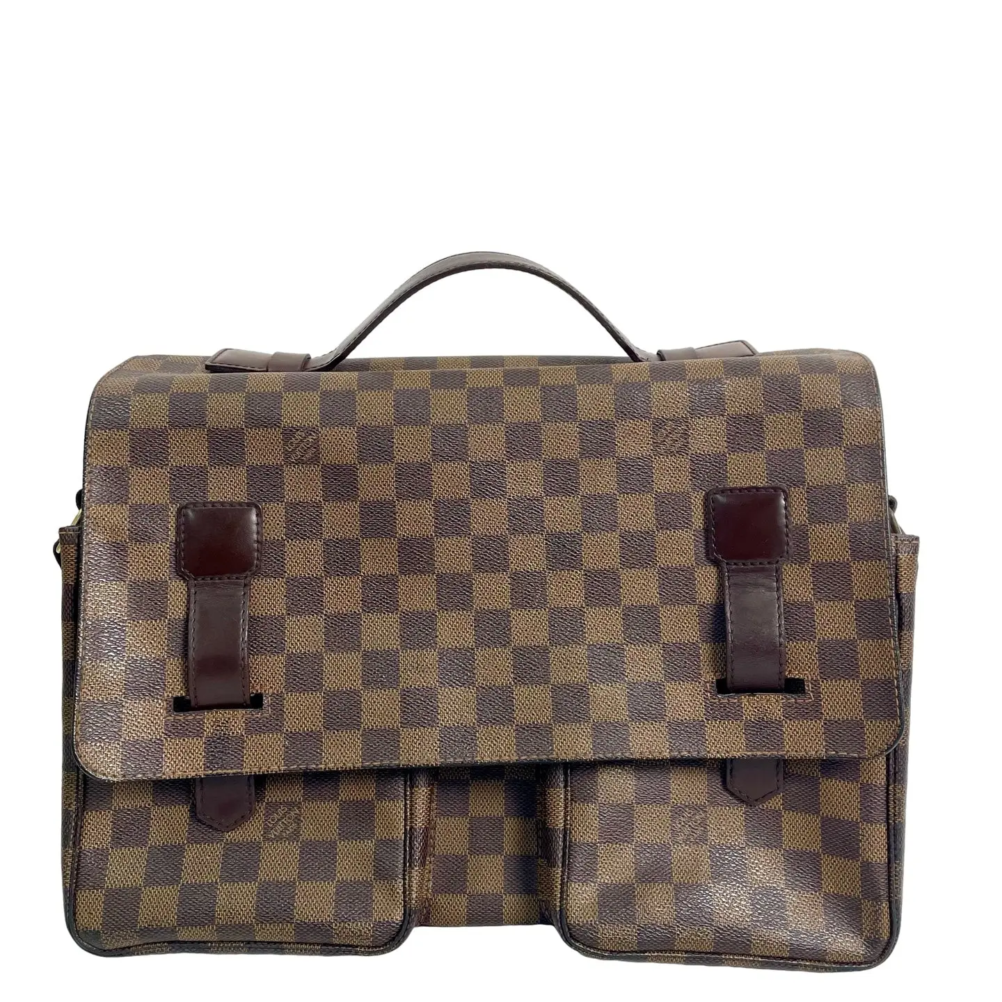 Pre-owned coated canvas briefcase Louis Vuitton Damier Ebene Broadway Messenger Bag