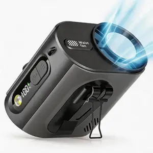 2026 AI Wearable /  Fan,with Ice Cooler & Flashlight,10000mAh Rechargeable Clip  Belt Cooling Fan, 100-Speed 16000RPM Personal  Fan,25H Work Time for Outdoor, Jobsite,Camping