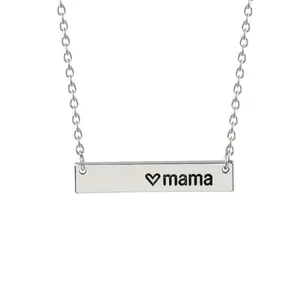 Mama Necklace Gold Silver Stainless Steel Horizontal Bar Stamped Necklace Alloy Female