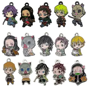 Japanese Cartoon Figure Slayer Enamel Charms for Anime Cosplay Prop Tanjirou Kamado Earring Pendant  Character Roles Jewelry