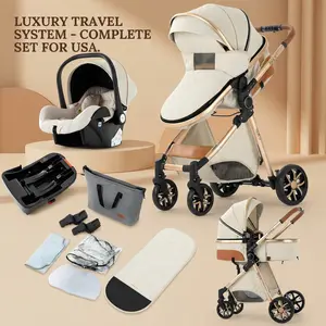 4 in 1 Baby Travel System Stroller with Car Seat, Newborn  Pram, Lightweight Foldable Buggy, Reversible Push, Shock Absorbing Wheels for Smooth Ride trave butter fly Adjustable nun at vl Canopy tsa approved  Car Seat Adapter 3-in-1 born infant toddler