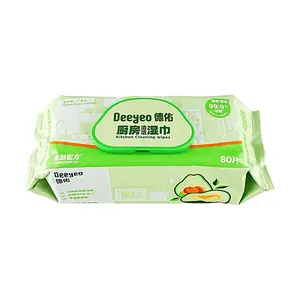 Deeyeo Avocado Scented Kitchen Cleaning Wipes - 80 Count, Degreasing & Multipurpose Surface Wipes for Home & Office