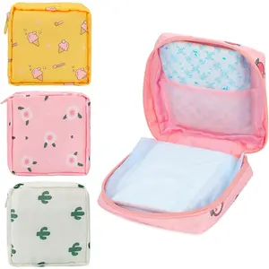 4 Pieces Sanitary Napkin Storage Bag, Period Bag, Period Pouch, Feminine Menstrual Pad Bag Portable Nylon Oxford Cloth Menstrual Cup Pouch for Teen Girls Women Ladies