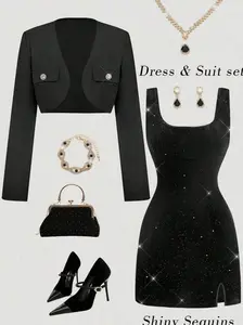 Glamorous Rhinestone Sequin Velvet Fitted Dress For Women Night Out Style 🥂❄️