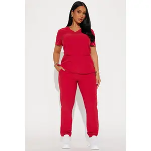 On Call Jogger Stretch Uniform Scrub Set - Red