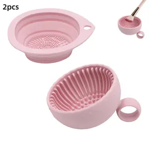 Silicone Makeup Brush Cleaning Bowl & Brush, Portable Makeup Brush Cleaning Tool, Makeup Tool for Women & Girls, Cosmetic