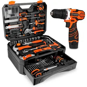 255-Piece Tool Set - Tool Kit with 12V Cordless Drill Driver, Toolbox Storage Case with Drawer, General Household Drill Set for DIY Projects, Home Repairs, Handyman