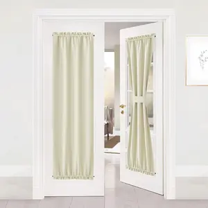 NICETOWN Door Curtain for Window, Privacy Room Darkening Shade, 25 x 72 Inch Thermal Insulated French Door Curtain with Tie Back, 1 Panel, Light Beige