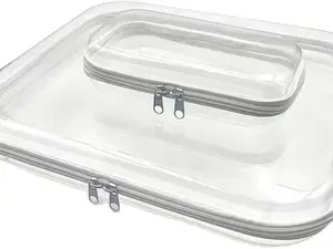 Clear Hard Shell Zipper Case,Plastic Storage Pouch Bags With Zipper (Clear, Small+Large)