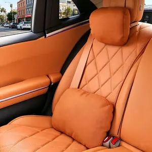 Head Restraint Car Neck & Lumbar Support Pillow Set Soft Soft Memory Foam Cushion,Relieve Neck/Back Pain, Perfect for Long-Distance Driving & Travel Suitable for Mercedes-Benz, BMW, Toyota, Honda
