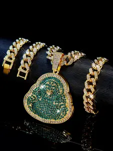 Happy Laughing Buddha Pendant Set, 3-Piece Fashion Jewelry for Men & Women, Lucky Charm Necklace & Bracelet, Ideal for Daily Wear