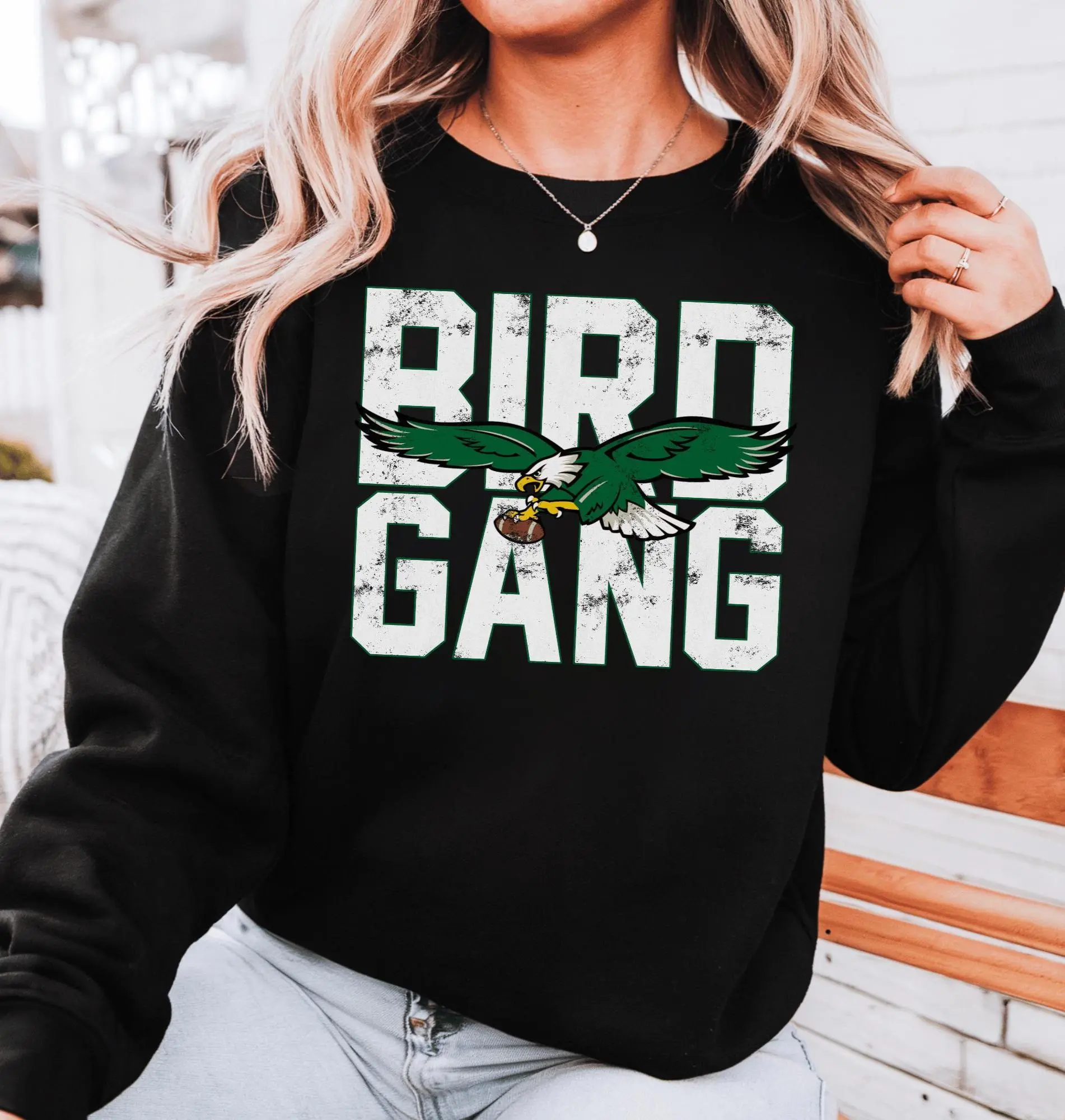 Women's Fitted Bird Gang Football Sweatshirt & Hoodie - Philly Game Day Fan Clothes, Cotton Trending Women's Top