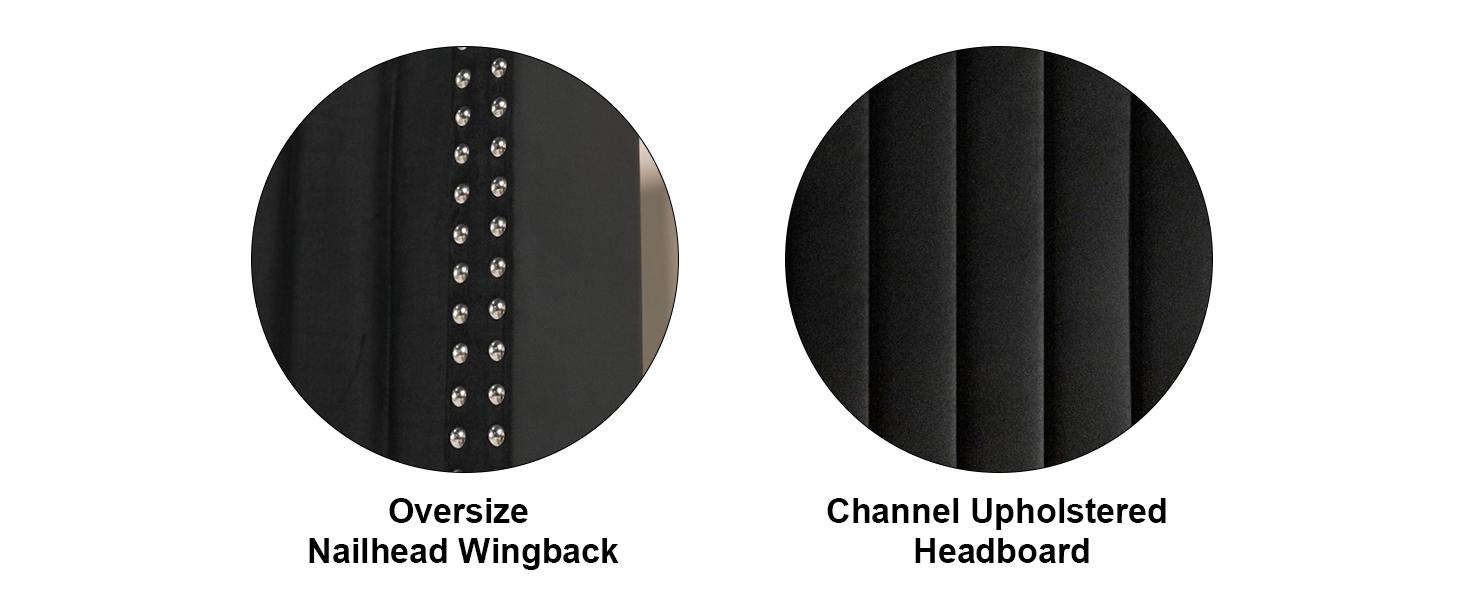 AMERLIFE Bed Frame with Headboard Lift Up Storage Bed, Velvet Upholstered Bed Frame With Channel Tufted Wingback Headboard/Christmas Gift/Best Gift Ideas