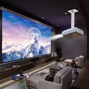 suptek White Projector Ceiling Mount Bracket Fits Flat or Sloped Ceiling Height Adjustable with Extendable Length for LCD/DLP Projectors (PR05W)