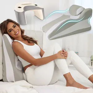 Reading Back Support Pillow & Face Down Wedge Pillow Bundle, 2 Piece Memory Foam Set with Armrests and Pockets, Ideal for Kids, Teens & Adults for Bed Sitting, Gaming, TV, Relaxing, Sleeping or Office Work, Cozy Cushion Duo for Comfort
