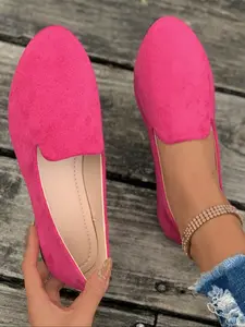 Women's Solid Color Pointed Toe Flat Shoes, Comfortable Slip-On Casual Daily Wear, Versatile Commuter Walking Shoes for Work and Everyday Use