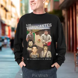 Los Traficantes Cartel Sweatshirt – Narco Druglord Graphic Sweatshirt, De La Poreza A La Rioueza Sweatshirt,  Retro Gangster Mexican Streetwear