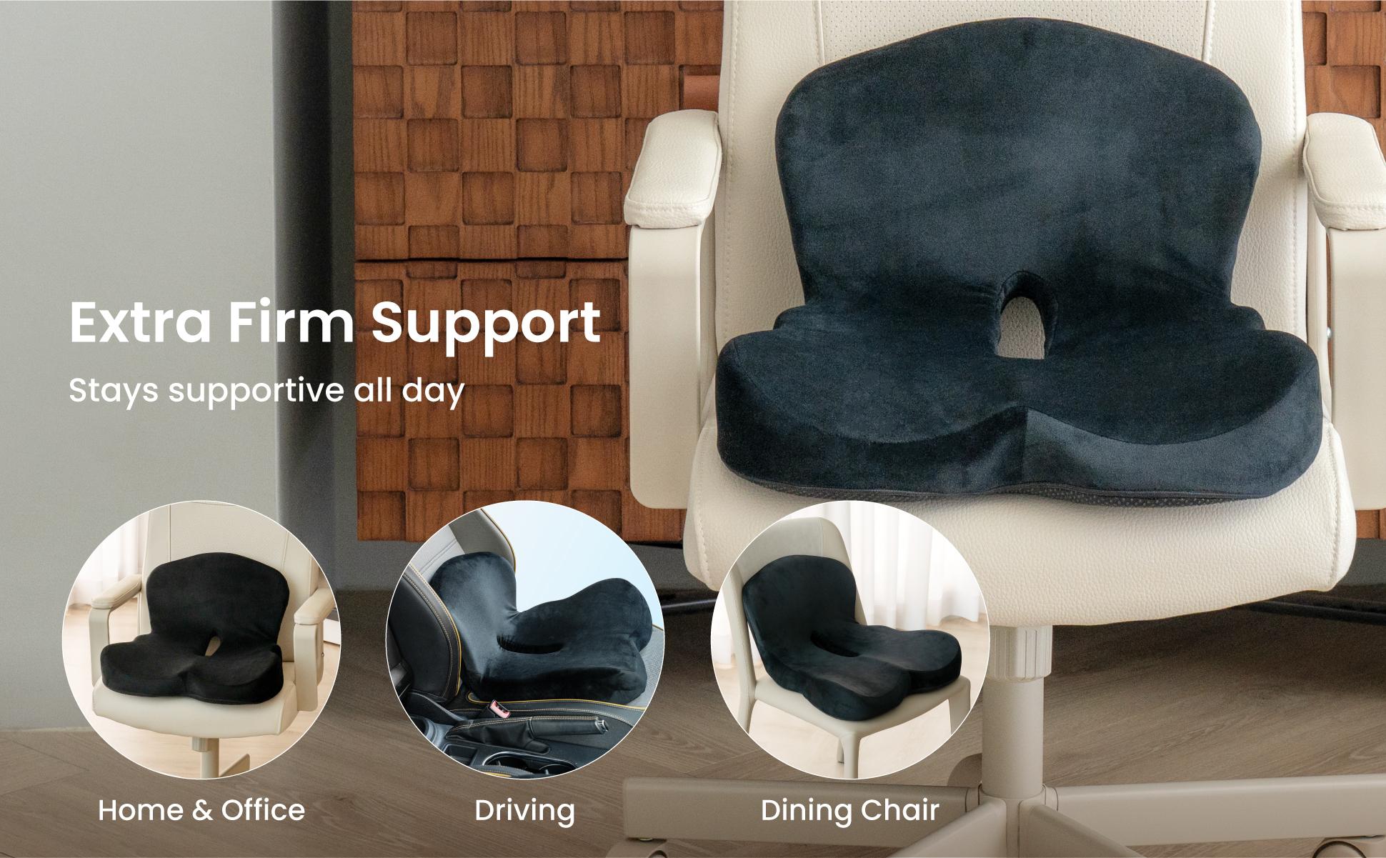 Alcedo Ergonomic Memory Foam Seat Cushion – Firm Support for Tailbone & Sciatica Pressure Relief, Non-Slip, Breathable & Washable Cover, Office Chair & Car Seat Cushion