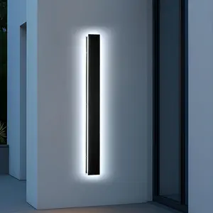 Outdoor Long Wall Lights Black Linear Dimmable Lamp LED Exterior Wall Sconce Light Fixture Waterproof Wall Light Ip65 for Front and Back Patio Porch