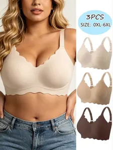 3pcs Women's Plus Size Seamless Smooth Fit Bras, Designed for Comfort and Shaping, Wireless Design to Relieve Chest Pressure, Soft Medium Support Structure for Natural Lift and Contouring.