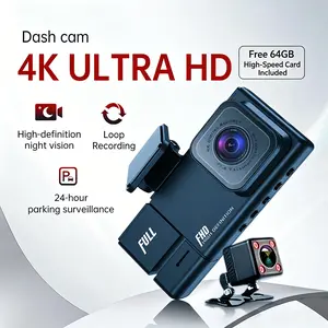 TikTok Viral 4K Ultra HD Dash Cam Car Camera with Smart Loop Recording 24 Hour Parking Monitoring Night Vision Large F2.0 Aperture Phone App Connection for Driving Safety Free 64GB Memory Card