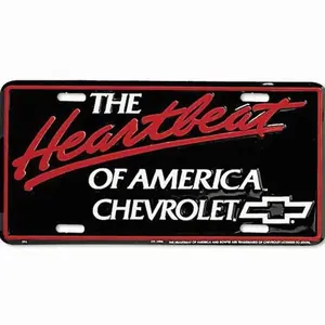 "The Heartbeat of America" Vanity Plate & Frame Set - Classic Chevy License Plate Holder - Durable Aluminum Metal Tag - Perfect for Chevrolet Trucks & SUVs