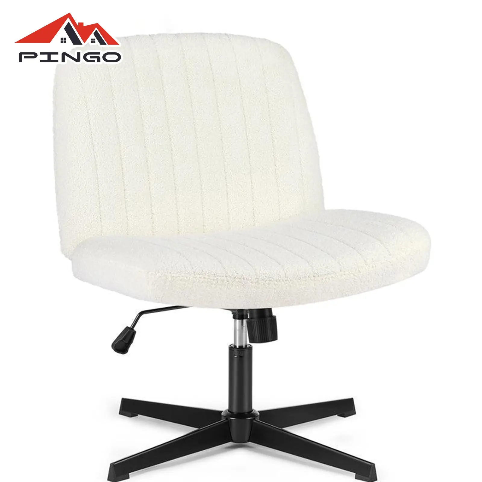 PINGO Cross-Legged Height Adjustable Chair, Armless Swivel & Rocking Home Office Chair with Larger Seat Width Easy to Assemble
