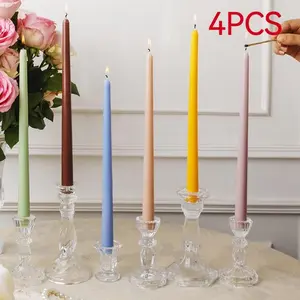Boxed Set of 4 Colorful Candles 30cm Long, European Branch Design Scentless Candlesticks, No Smoke, Ideal for 12 Inch Table Ambiance