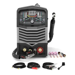 Sunstac TIG-250-ACDC 250Amp AC/DC Aluminum TIG Welder, 5-In-1 AC TIG/DC TIG/Pulse TIG/Spot TIG/Stick with Large Digital Display, 110V/220V Dual Voltages IGBT Inverter Welding Machine