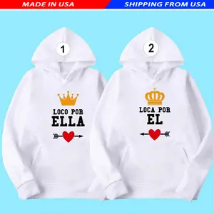 [Made in USA] Royal Couple Matching Hoodies, Couple Outfit, His and Hers Graphic Hoodie, Casual Fleece Fabric Pullover Hooded Sweatshirt for Women, for Men, Matching Set, Romantic Gift, Perfect Love Gift