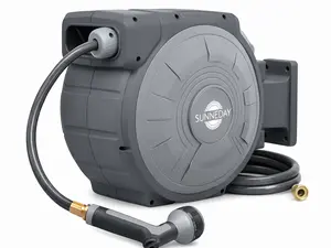 Sunneday TW-30B 100ft Retractable Hose Reel 5/8 | Automatic Retractable w/Wall Mount | Easy to Assemble Reel w/Flexible Swivel Mount (100 5/8) (75FT 1/2)
