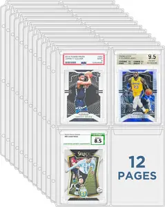 Graded Card Sleeves, PSA Graded Card Slab Binder Pages for Storage & Display, Compatible with PSA, BGS, CGC Graded Sports Cards and One-Touch Magnetic Card Holders- 12 Pages