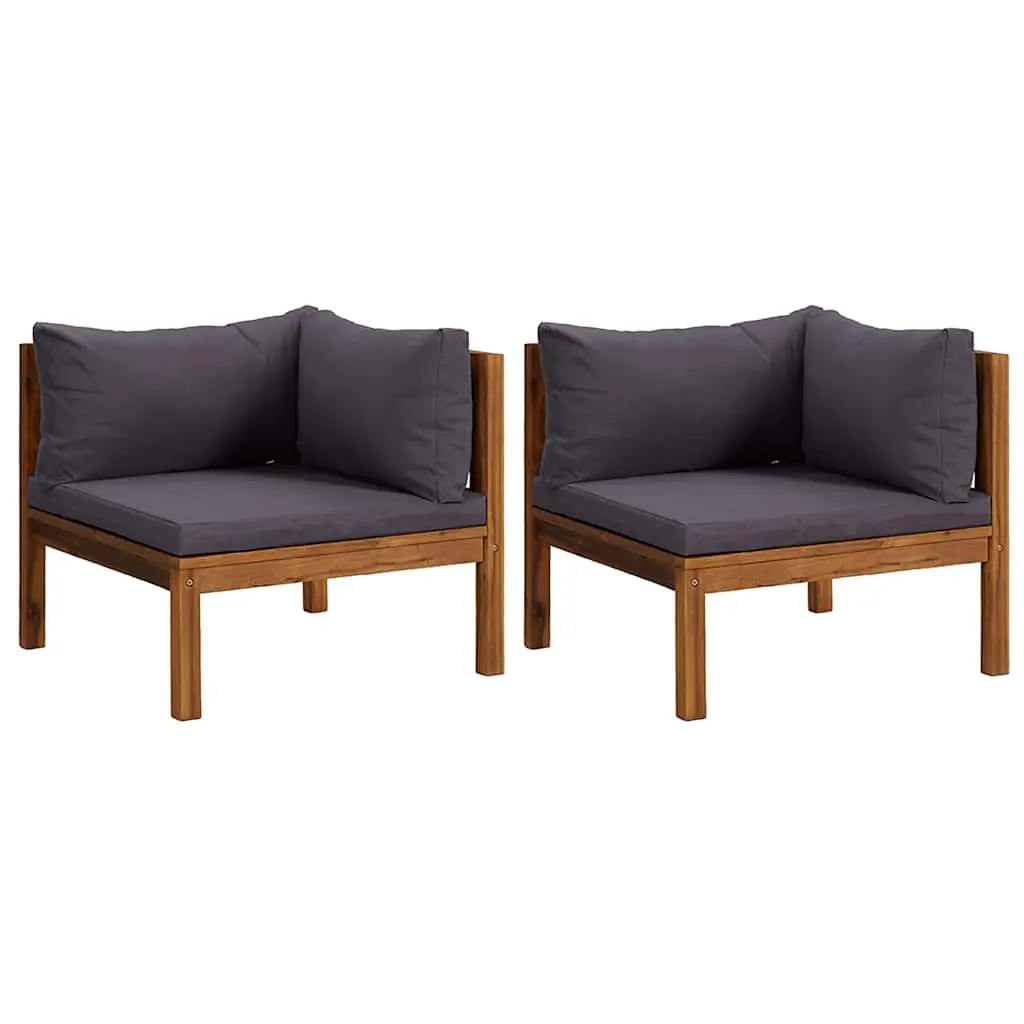 vidaXL Sectional Corner Sofa 2 pcs, Corner Chair with Cushions, Modular Seat, Single Sofa Chair for Indoor and Outdoor, Rustic, Solid Acacia Wood 316278