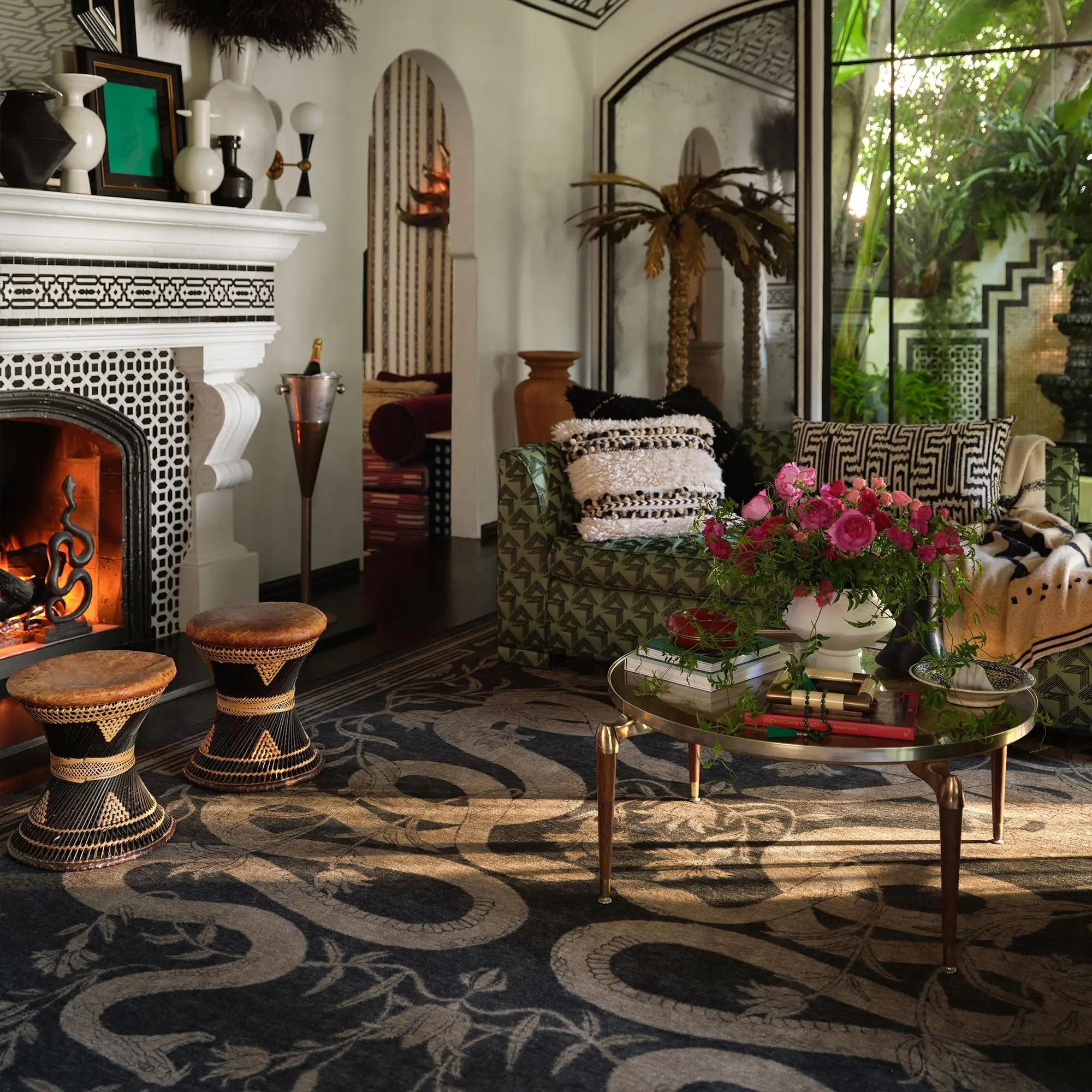 Vintage Snake & Plant Pattern Persian Carpet, 1 Count Non-slip Soft Floor Mat, Boho Runner Rug, Bohemian Style Rugs, Boho Floral Rug, Decorative Area