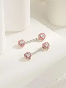 Cute Heart Shaped Nipple Ring, Rhinestone Decor Nipple Barbell, Cubic Zirconia Body Jewelry for Women, Fashion Accessories for Party, Daily Clothing Decor, Valentine's Day, Gift