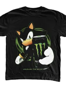 Shadow Hedgehog Graphic T-Shirt, Unisex Geometric Pattern, Gothic Y2K Style, Casual Fitted Top, Comfortable Daily Wear, Men's and Women's Fashion