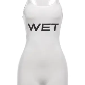 New 2025Summer Women Sexy Sport Romper Subtranslucent Slim Playsuits Letter Printed White Women'S Raceback Sleeveless