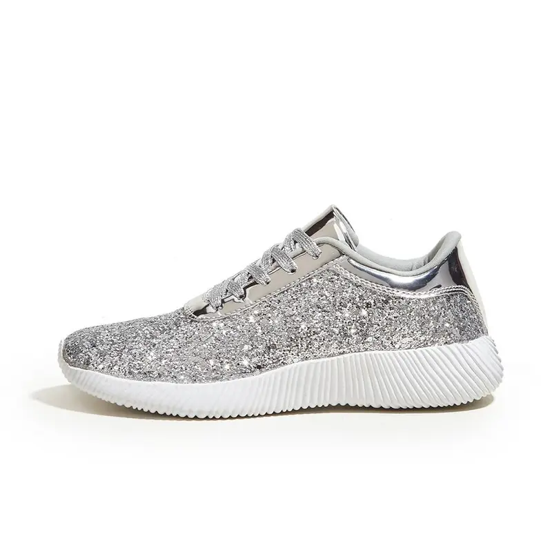 LUCKY STEP Women's Cute Glitter Tennis Trainer - Sparkly Metallic Sequins, Lightweight Casual Retro Braided Sport Shoes for Women, 1 Pair Walking Shoes (Back to School, TikTok Shop Spring Glowup Summer Wins Haul)