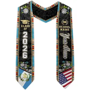 Personalized Guatemalan American Flag Graduation Stole 2026, Custom Name Senior Sash, Guatemala Heritage Accessory Gift