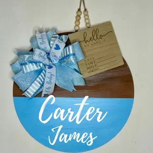 New Baby Boy Door Hanger  Shower Decor. Bedroom decor.  nursery decor